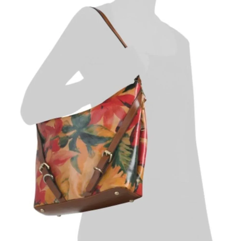 Patricia Nash Elia Leather Hobo Shoulder Floral Handbag Spring Multi NWT